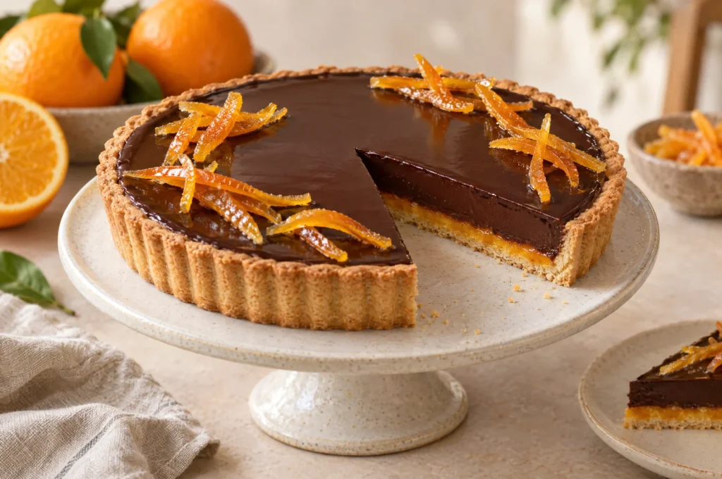 Candied Orange & Dark Chocolate Tart