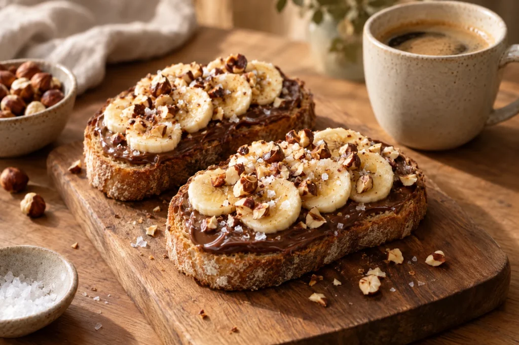 Warm Hazelnut Chocolate Spread Toasts