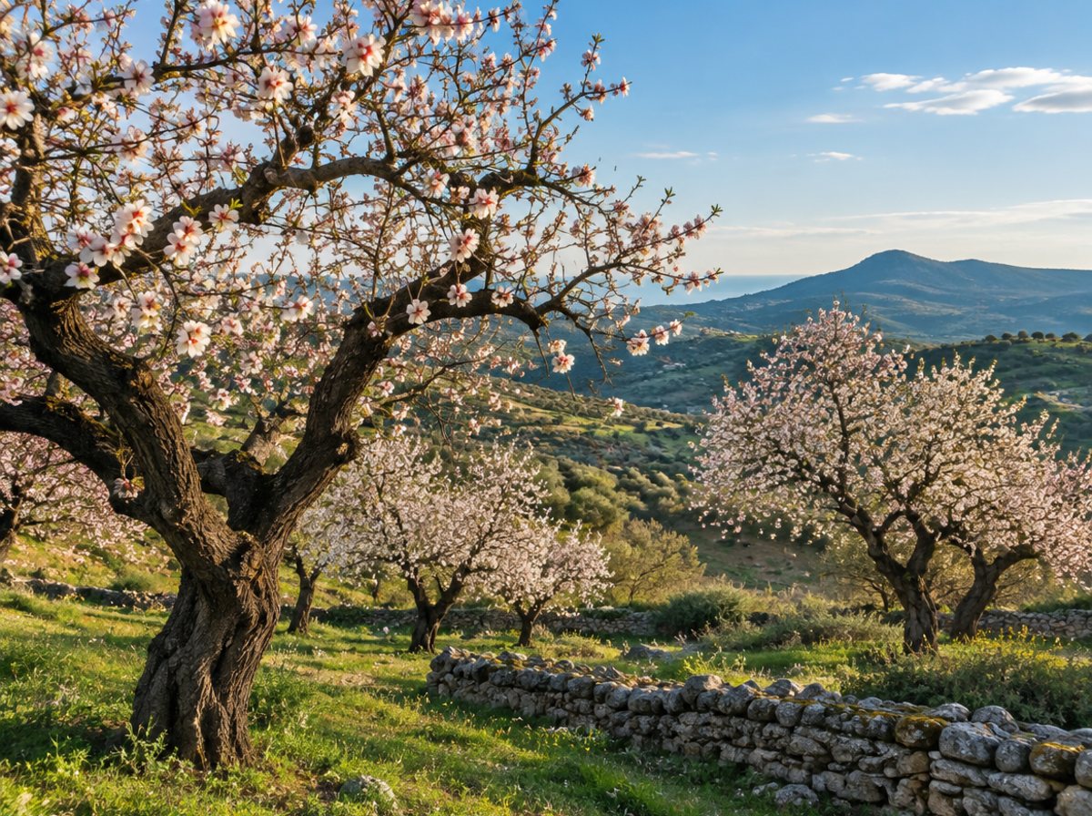 Mandorleto in fiore nella campagna siciliana