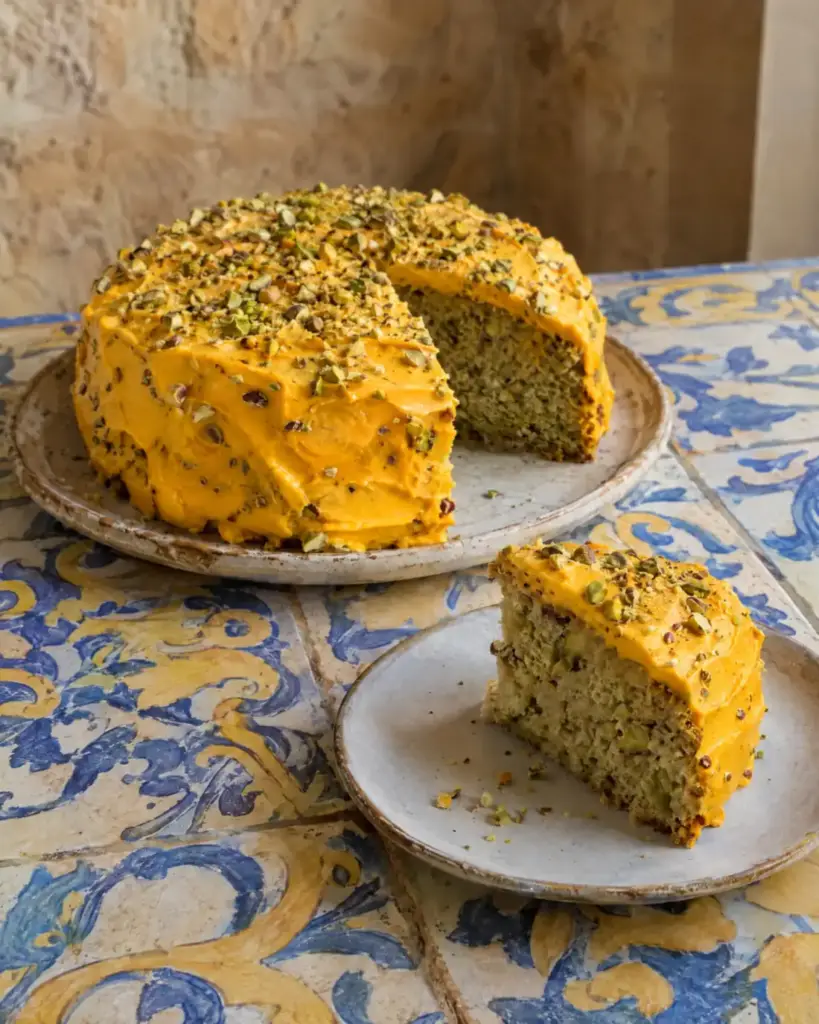 Torta al Pistacchio con Crema all'Arancia